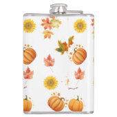 Aquarellfarbene Herbstlaube und Pumpkins Flachmann (Rückseite)