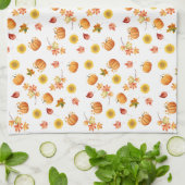 Aquarellfarbene Herbstlaube und Pumpkins Geschirrtuch (Gefaltet)