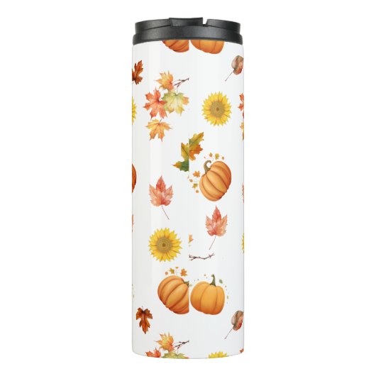Aquarellfarbene Herbstlaube und Pumpkins Thermosbecher (Rückseite)