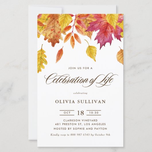 Aquarellfarbene Herbstlaube zum Feiern des Lebens (Vorderseite)