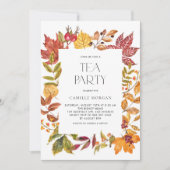 Aquarellfarbene Herbstleaves Bridal Tee Party Einladung (Vorderseite)