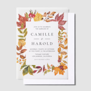 Aquarellfarbene Herbstübergänge lassen Rahmen-Hoch Pergament Einladungen