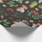 Aquarellfarbene Herbstwälder Blätter Pilze | Geschenkpapier (Ecke)
