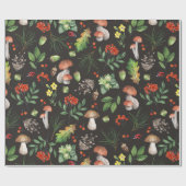 Aquarellfarbene Herbstwälder Blätter Pilze | Geschenkpapier (Flach)