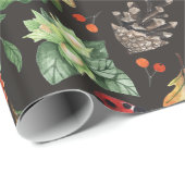 Aquarellfarbene Herbstwälder Blätter Pilze | Geschenkpapier (Rolleneckpunkt)