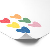 Aquarellfarbene Herzen drucken Poster (Ecke)