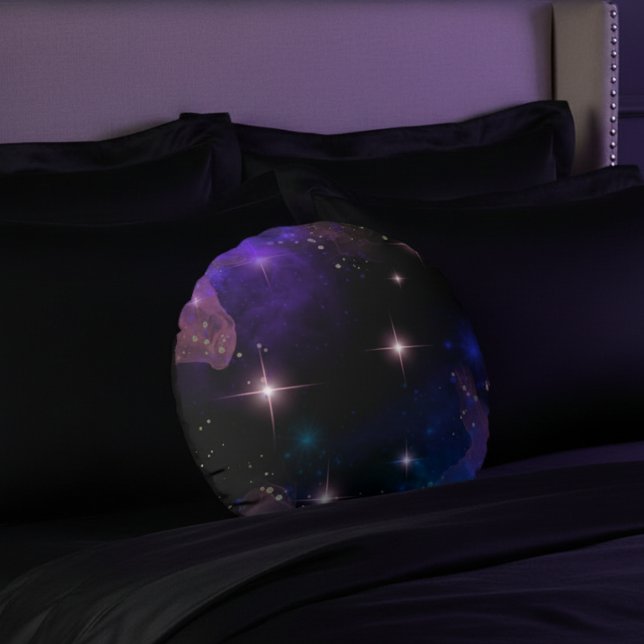 Aquarellfarbene Himmelsstars und Himmel Rundes Kissen (Von Creator hochgeladen)