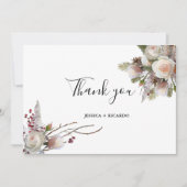Aquarellfarbene Hochzeit mit rosafarbenem Rosa Dankeskarte (Vorderseite)