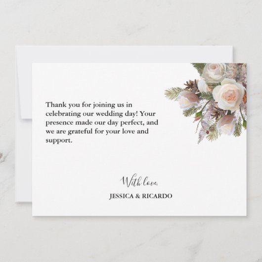 Aquarellfarbene Hochzeit mit rosafarbenem Rosa Dankeskarte (Rückseite)