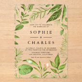 Aquarellfarbene Holzlandschaft Rahmen Hochzeit Acryleinladungen (Vorderseite)