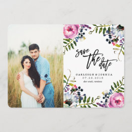 Aquarellfarbene Hübsche Blume Save the Date mit Fo