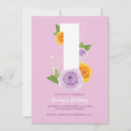 Aquarellfarbene Hübsche Kinder 1 Geburtstag Party Save The Date