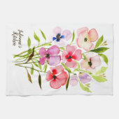 Aquarellfarbene Hübsche Wildblumen Personalisiert Geschirrtuch (Horizontal)