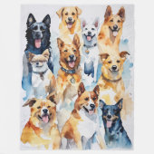 Aquarellfarbene Hunderkleidung Fleecedecke (Vorderseite)