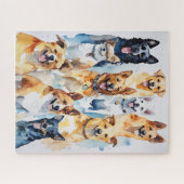 Aquarellfarbene Hunderkleidung Puzzle (Horizontal)