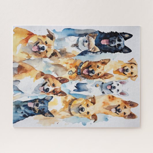 Aquarellfarbene Hunderkleidung Puzzle (Horizontal)