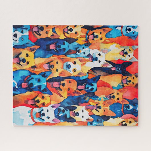 Aquarellfarbene Hunderkleidung Puzzle (Horizontal)