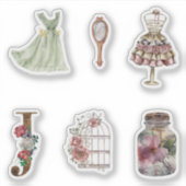 Aquarellfarbene Illustrationen Kleid Scrapbook Aufkleber (Vorderseite)