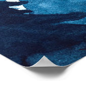 Aquarellfarbene Indigokiefern und Schneefall Poster (Ecke)