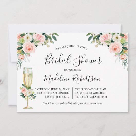 Aquarellfarbene Kalligraphie Pink-Brautparty Einladung (Vorderseite)