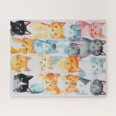 Aquarellfarbene Katzenkollage Puzzle (Horizontal)
