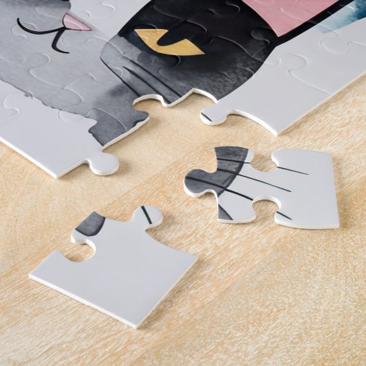 Aquarellfarbene Katzenkollage Puzzle (Seite)