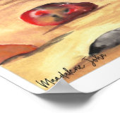 Aquarellfarbene Kies auf einem Sandstrand Poster (Ecke)