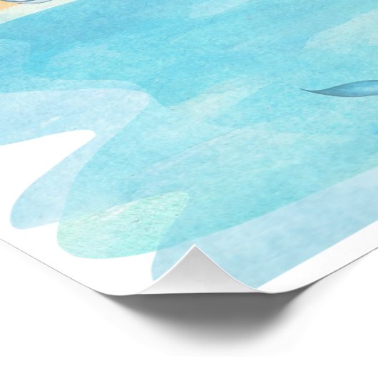 Aquarellfarbene Küstenlandschaft Poster (Ecke)