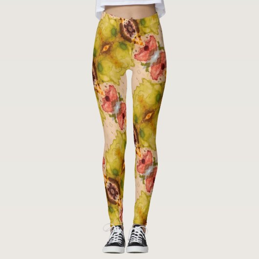 Aquarellfarbene Leggings in Abstrakten Frauenpflan (Vorderseite)