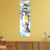 Aquarellfarbene Leinwand - Leuchtturm - Malerei (Insitu (Wohnzimmer))