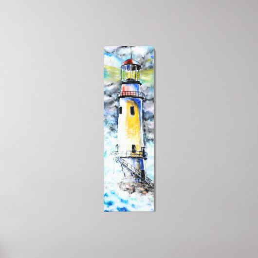 Aquarellfarbene Leinwand - Leuchtturm - Malerei (Vorderseite)