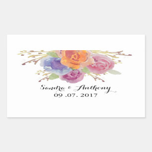 Aquarellfarbene, leuchtende Hochzeitskleber Rechteckiger Aufkleber