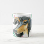 Aquarellfarbene Liebe einer Dackel mit rosa Rosen Kaffeetasse (Mittel)