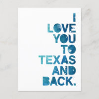 Aquarellfarbene Liebe nach Texas und Rückseite Pos