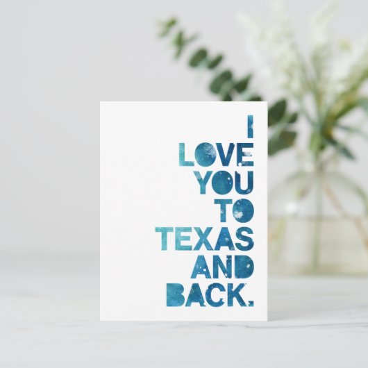Aquarellfarbene Liebe nach Texas und Rückseite Pos Postkarte (Stehend Vorderseite)