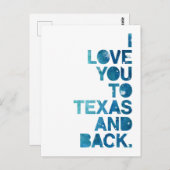 Aquarellfarbene Liebe nach Texas und Rückseite Pos Postkarte (Vorne/Hinten)