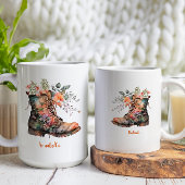 Aquarellfarbene Liebe Stiefel mit Blume Kaffeetasse