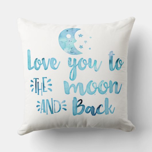 Aquarellfarbene Liebe zum Mond und zurück Kissen (Rückseite)