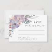 Aquarellfarbene lila Blume. Blumenhochzeit RSVP Karte (Vorderseite)