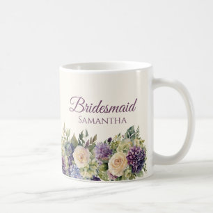 Aquarellfarbene Lila Blume Bouquet-Bridesmaid-Gesc Kaffeetasse
