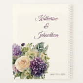 Aquarellfarbene Lila Blume Bouquet- Hochzeitsplane Planer (Rückseite)