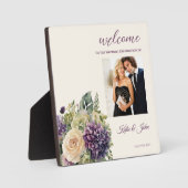 Aquarellfarbene Lila Blume Bouquet-Wedding - Begrü Fotoplatte (Vorderseite)