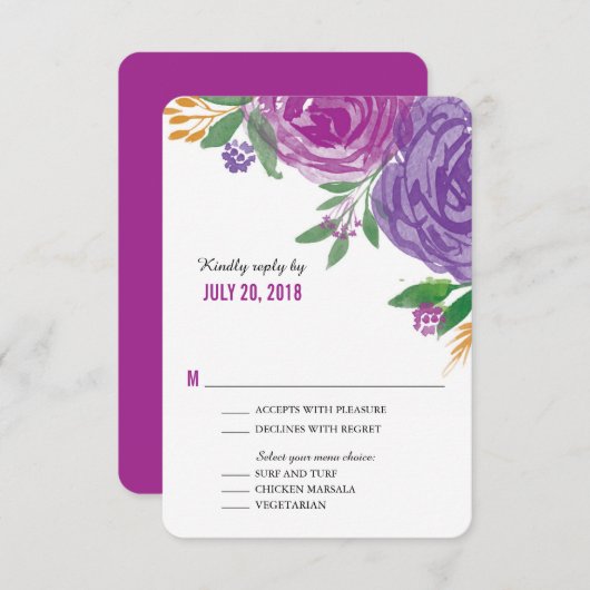 Aquarellfarbene Lila Blüten | UAWG | RSVP Karte (Vorne/Hinten)