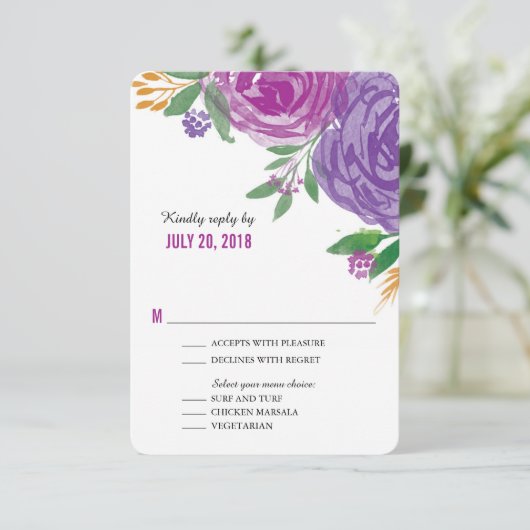 Aquarellfarbene Lila Blüten | UAWG | RSVP Karte (Stehend Vorderseite)