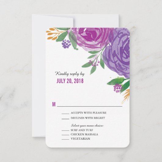 Aquarellfarbene Lila Blüten | UAWG | RSVP Karte (Vorderseite)