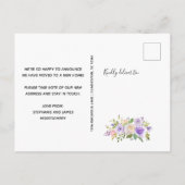 Aquarellfarbene Lila Goldbewegung Ankündigungspostkarte (Rückseite)