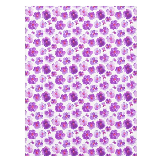 Aquarellfarbene lila Pansy blumengeschmückte Blume Tischdecke (Vorderseite)