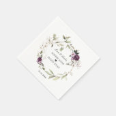 Aquarellfarbene Lila rosa Blume Blätter Hochzeit Serviette (Ecke)