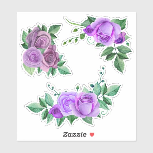 Aquarellfarbene lila Rose. Lilac-Blume. Violett Aufkleber (Blatt)