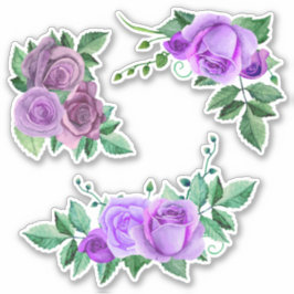 Aquarellfarbene lila Rose. Lilac-Blume. Violett Aufkleber